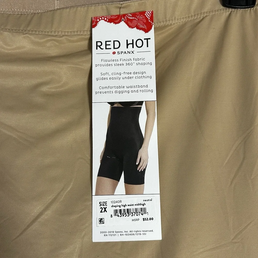 Red Hot by Spanx Womens 2X High Waisted Mid Thigh Shaping Short Neutral 10240R